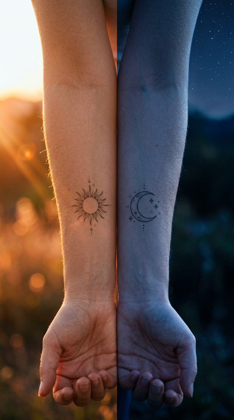 Sun and Moon Tattoos Meanings, Styles, Placements and Design Ideas