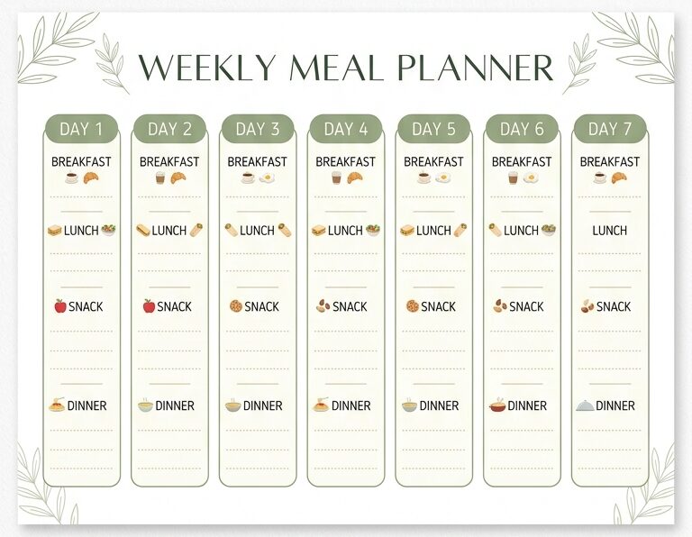 7 day meal plan chart for weight loss